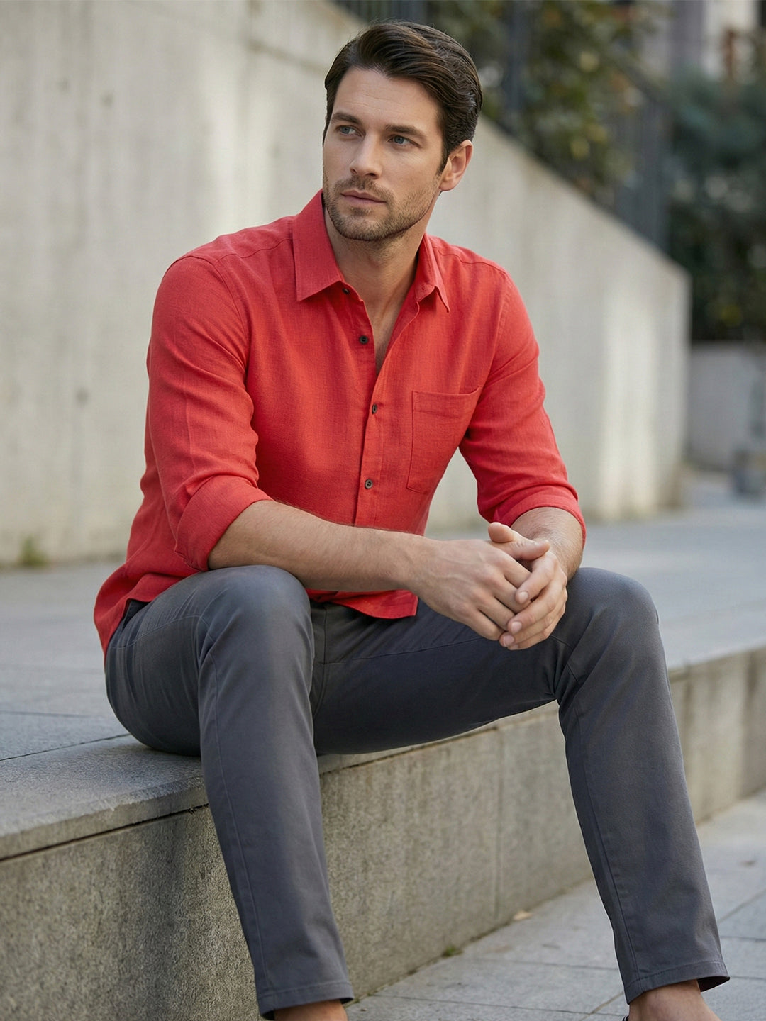 TerraDesi Men’s Essential Solid Cotton Blend Shirt