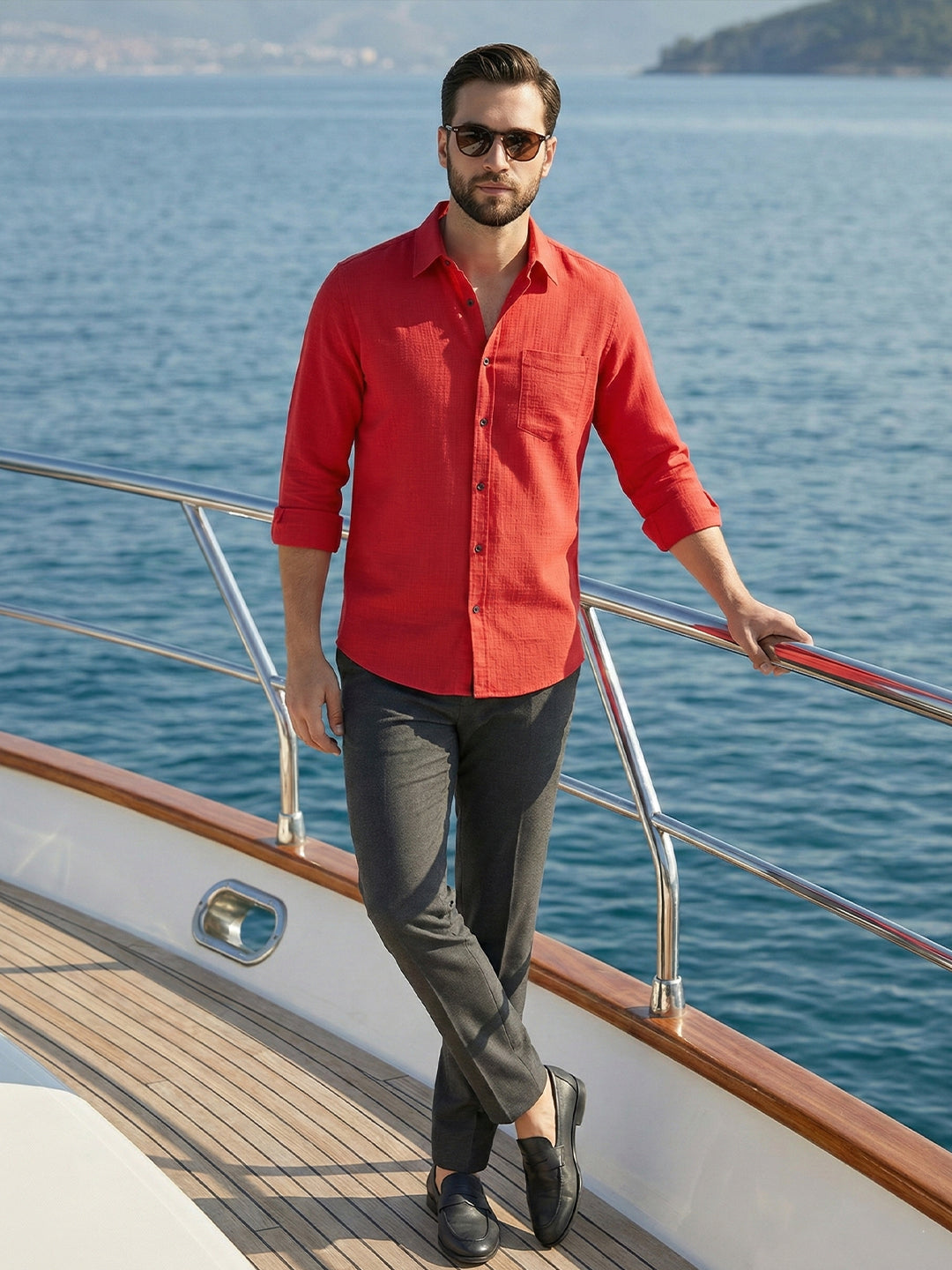 TerraDesi Saffron Ember Solid Cotton Formal Shirt