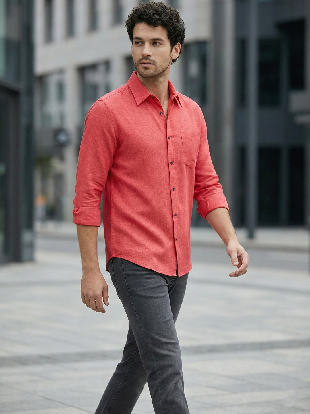 TerraDesi Onyx Stealth Solid Cotton Blend Formal Shirt