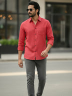TerraDesi Azure Zenith Solid Cotton Blend Formal Shirt