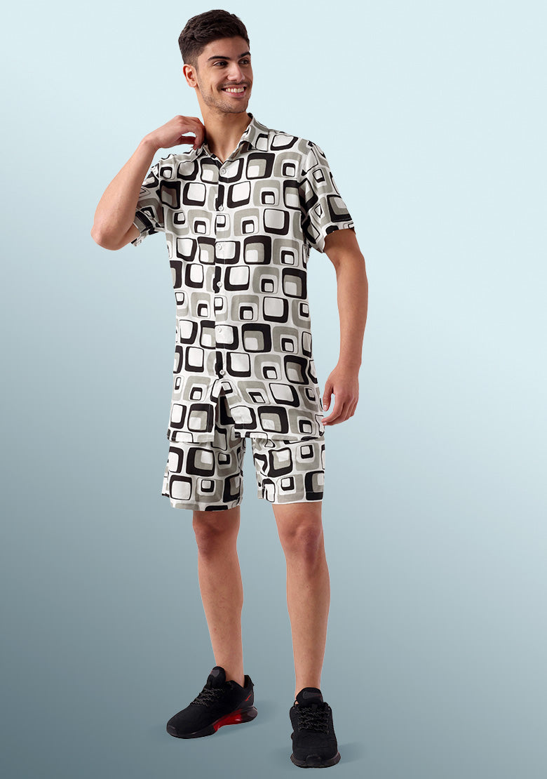 TerraDesi Monochromatic Retro Square Viscose Co-Ord Set