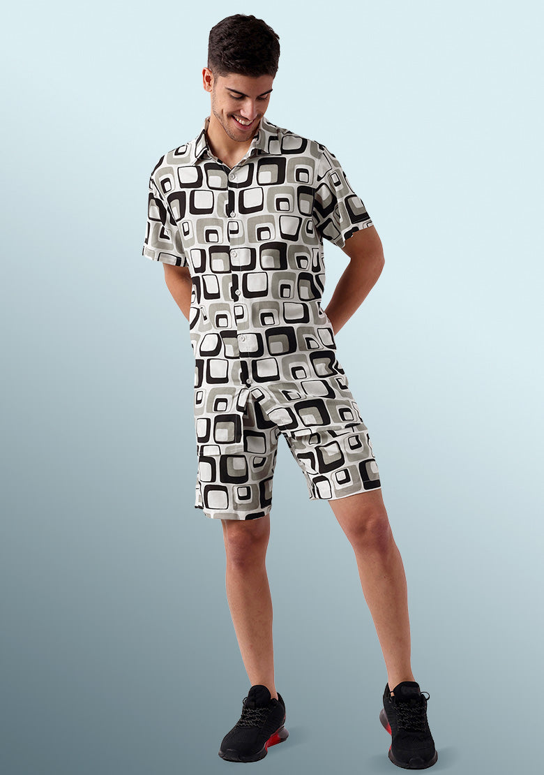 TerraDesi Monochromatic Retro Square Viscose Co-Ord Set