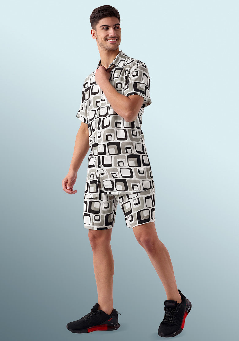 TerraDesi Monochromatic Retro Square Viscose Co-Ord Set
