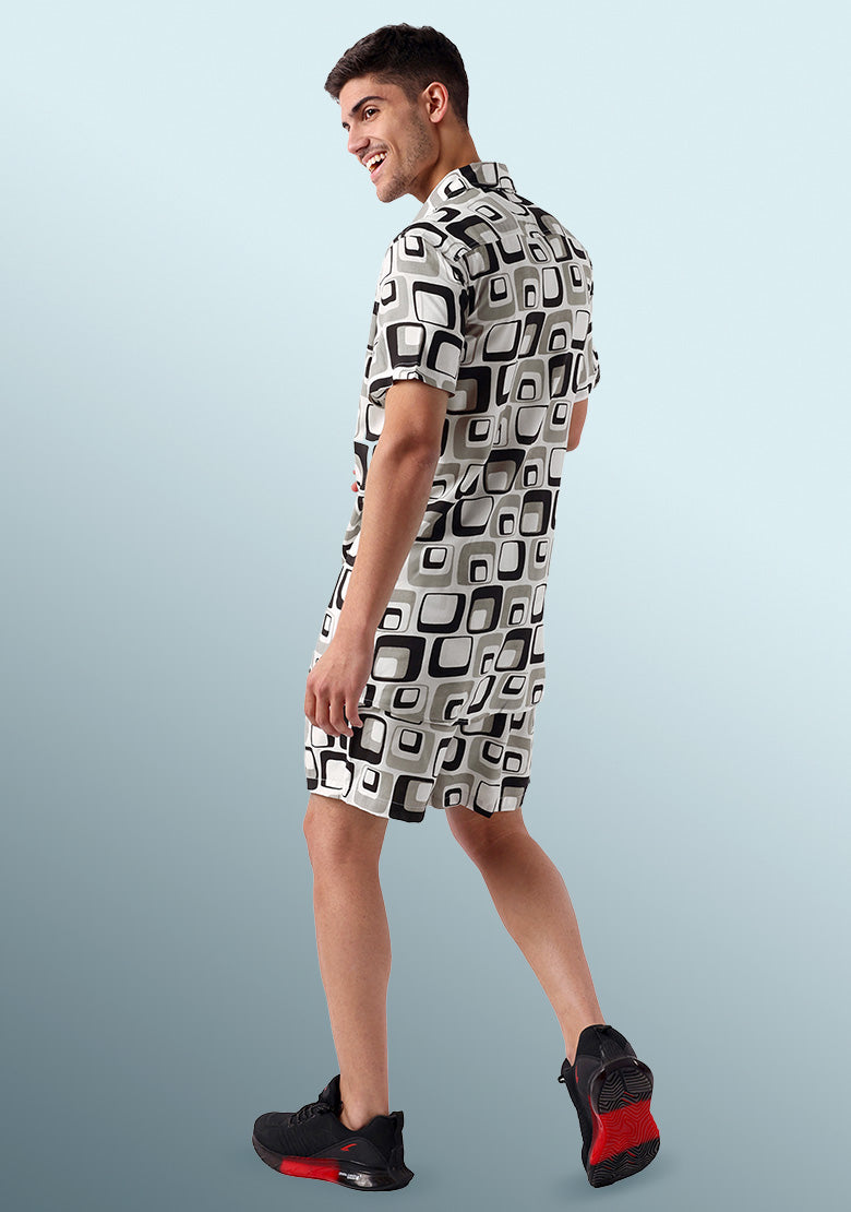 TerraDesi Monochromatic Retro Square Viscose Co-Ord Set
