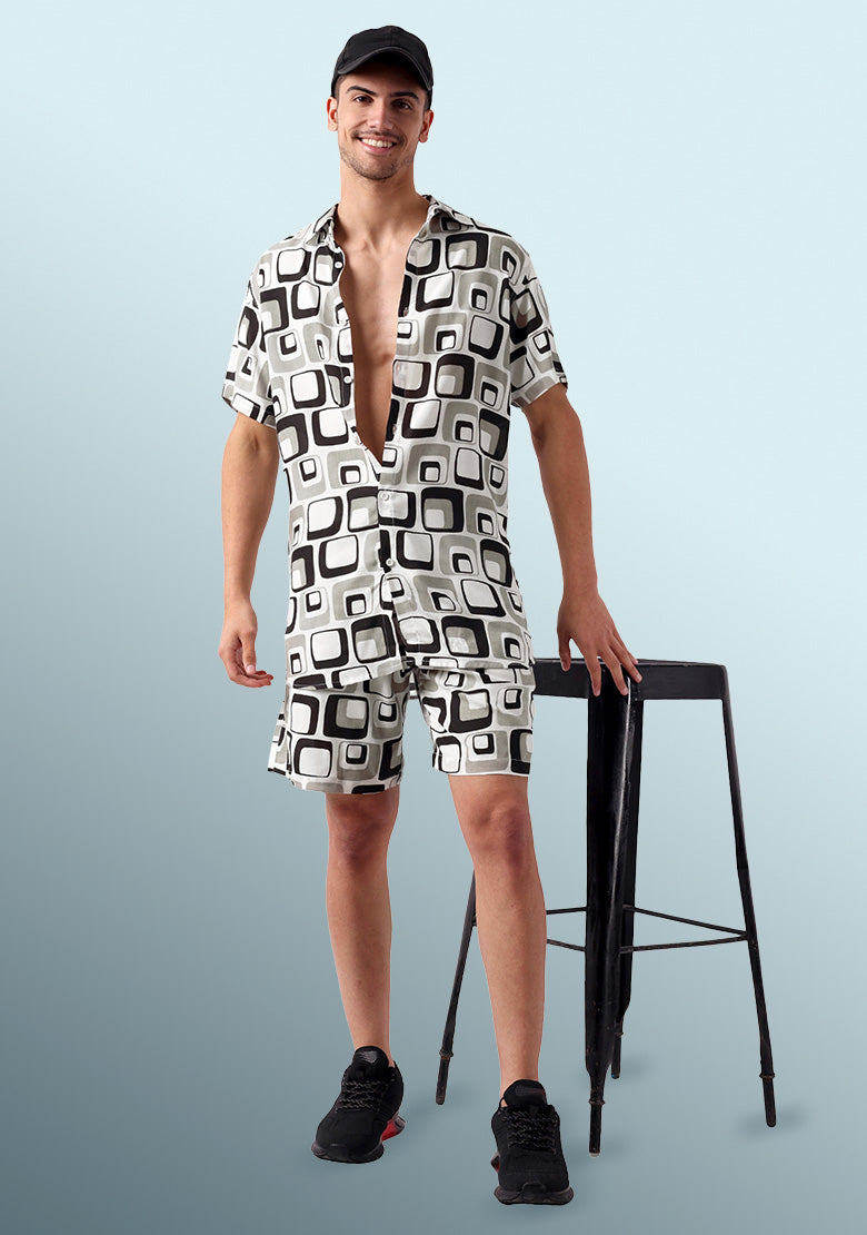 TerraDesi Monochromatic Retro Square Viscose Co-Ord Set
