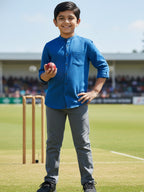 TerraDesi Junior Alabaster Grace Solid Mandarin Shirt