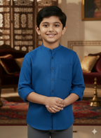 TerraDesi Junior Alabaster Grace Solid Mandarin Shirt