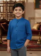 TerraDesi Junior Alabaster Grace Solid Mandarin Shirt