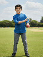 TerraDesi Junior Alabaster Grace Solid Mandarin Shirt