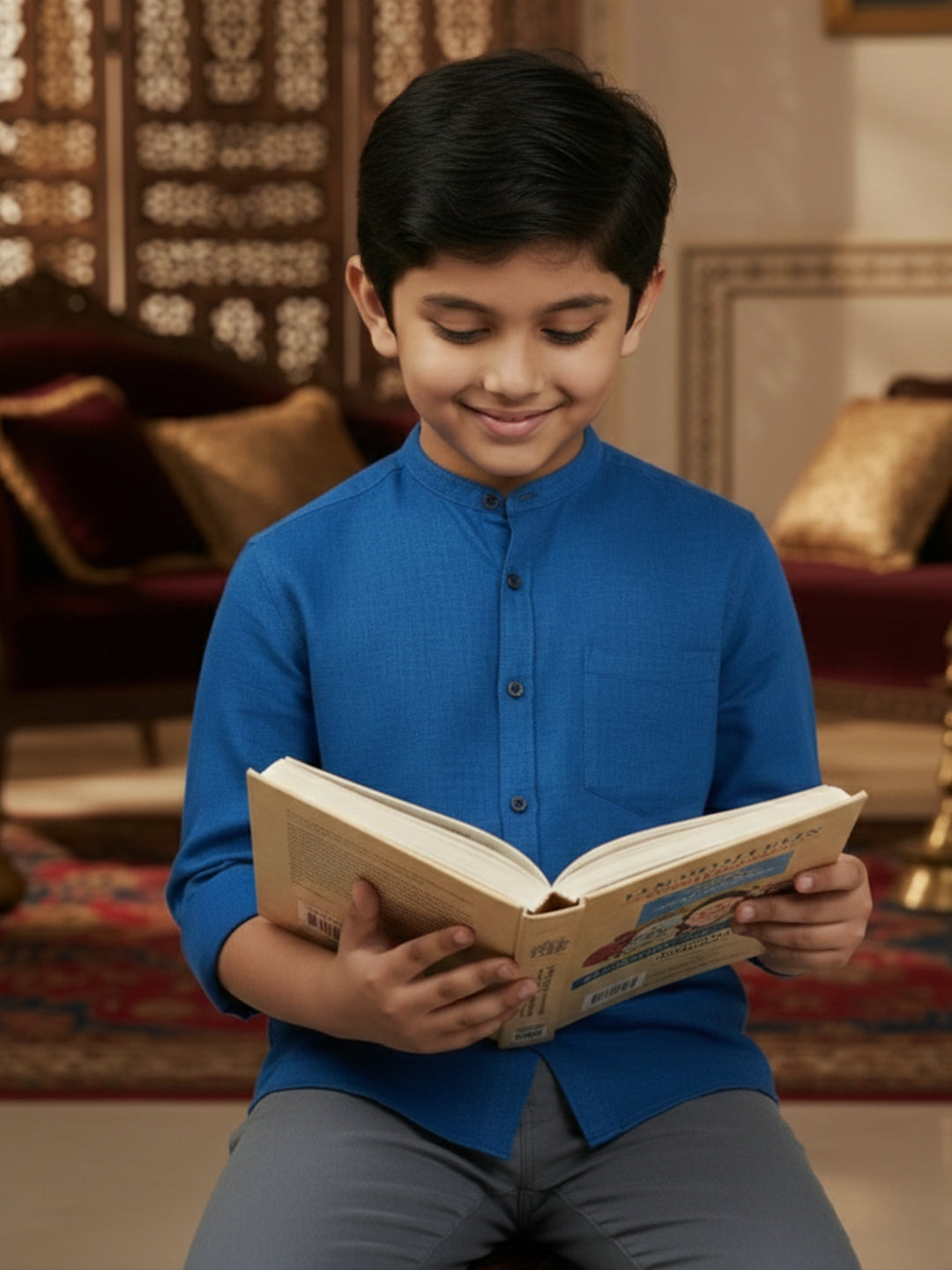 TerraDesi Junior Alabaster Grace Solid Mandarin Shirt