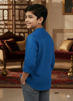 TerraDesi Junior Alabaster Grace Solid Mandarin Shirt