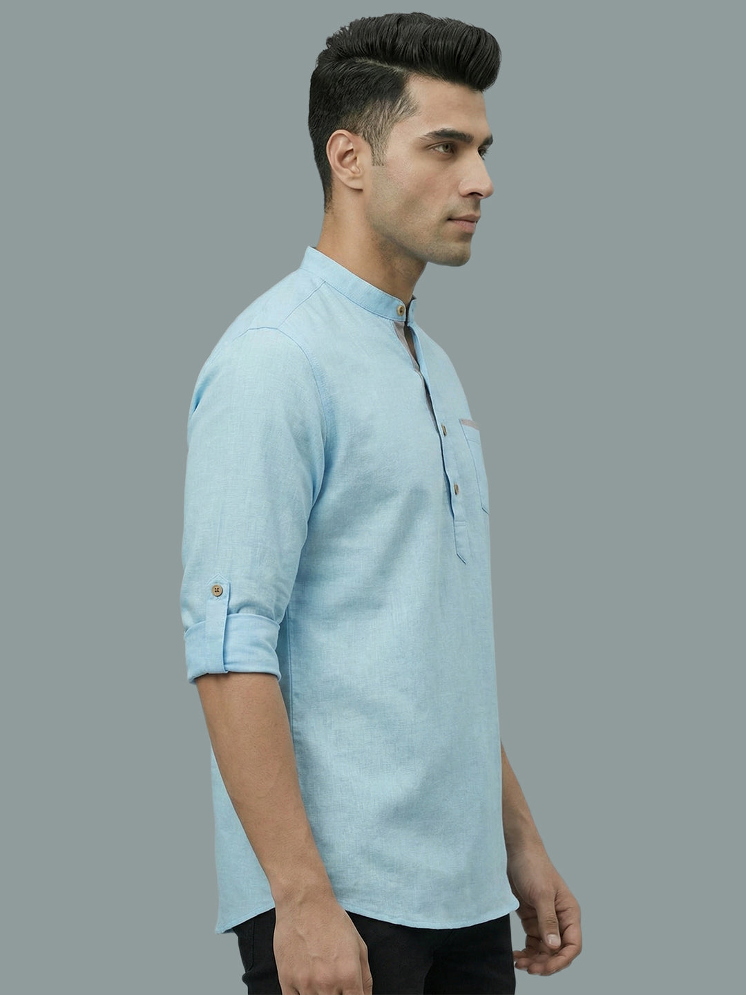 TerraDesi Men's Casual Regular Fit Full Sleeve Pocket Contrast Kurta (SE119)