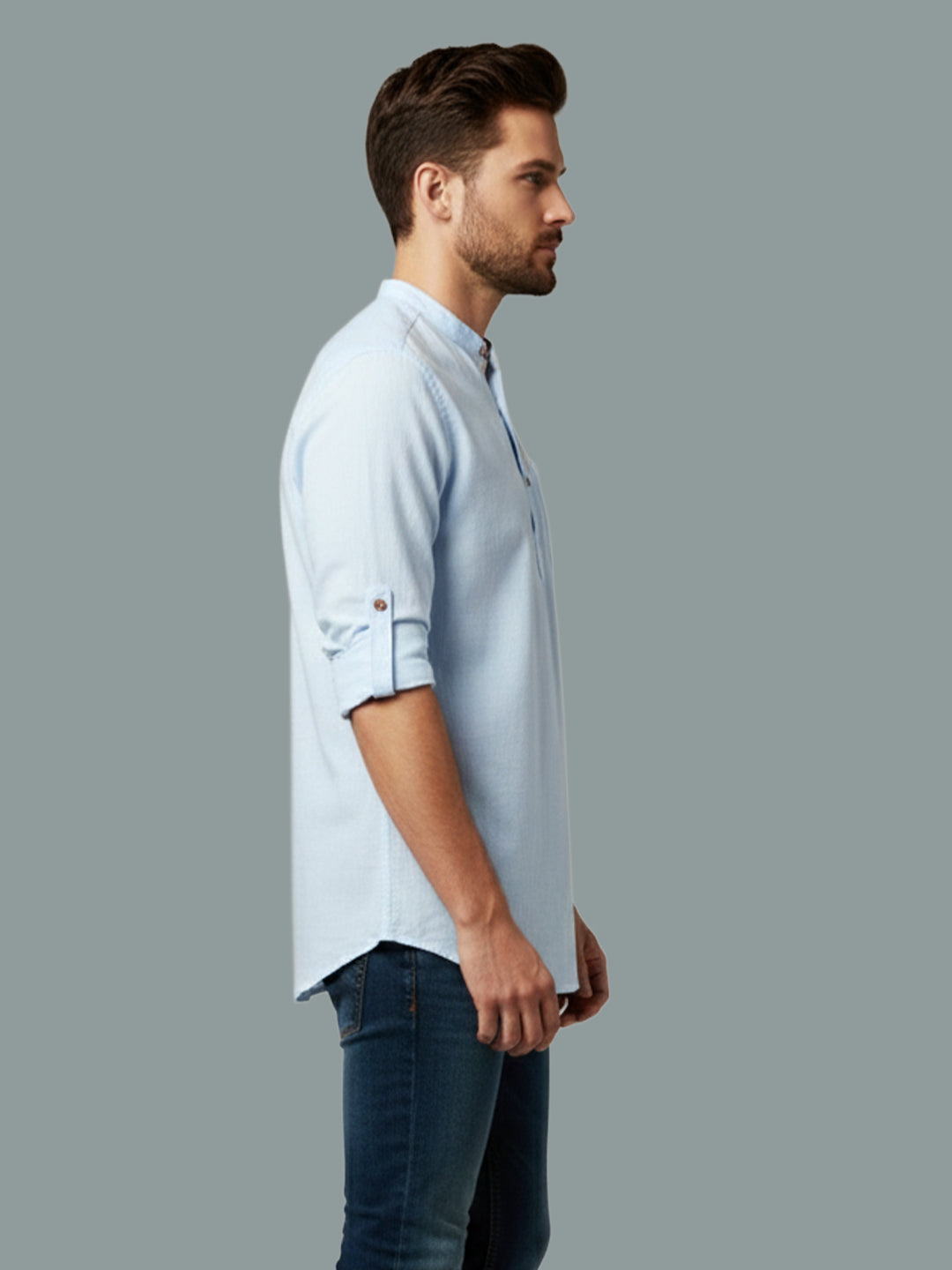 TerraDesi Men's Regular Fit Cotton Mandarin Collar Kurta (SE120)