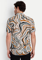 TerraDesi Marble Flow Abstract Shirt – Earth Tone Premium Casual Wear