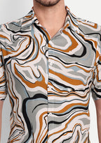 TerraDesi Marble Flow Abstract Shirt – Earth Tone Premium Casual Wear
