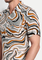 TerraDesi Marble Flow Abstract Shirt – Earth Tone Premium Casual Wear