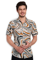 TerraDesi Marble Flow Abstract Shirt – Earth Tone Premium Casual Wear