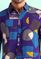 TerraDesi Cobalt Abstract Expressionist Viscose Shirt