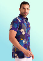 TerraDesi Cobalt Abstract Expressionist Viscose Shirt