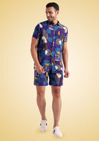 TerraDesi Cobalt Abstract Expressionist Viscose Co-Ord Set