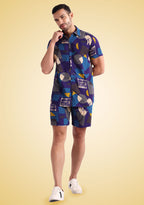 TerraDesi Cobalt Abstract Expressionist Viscose Co-Ord Set