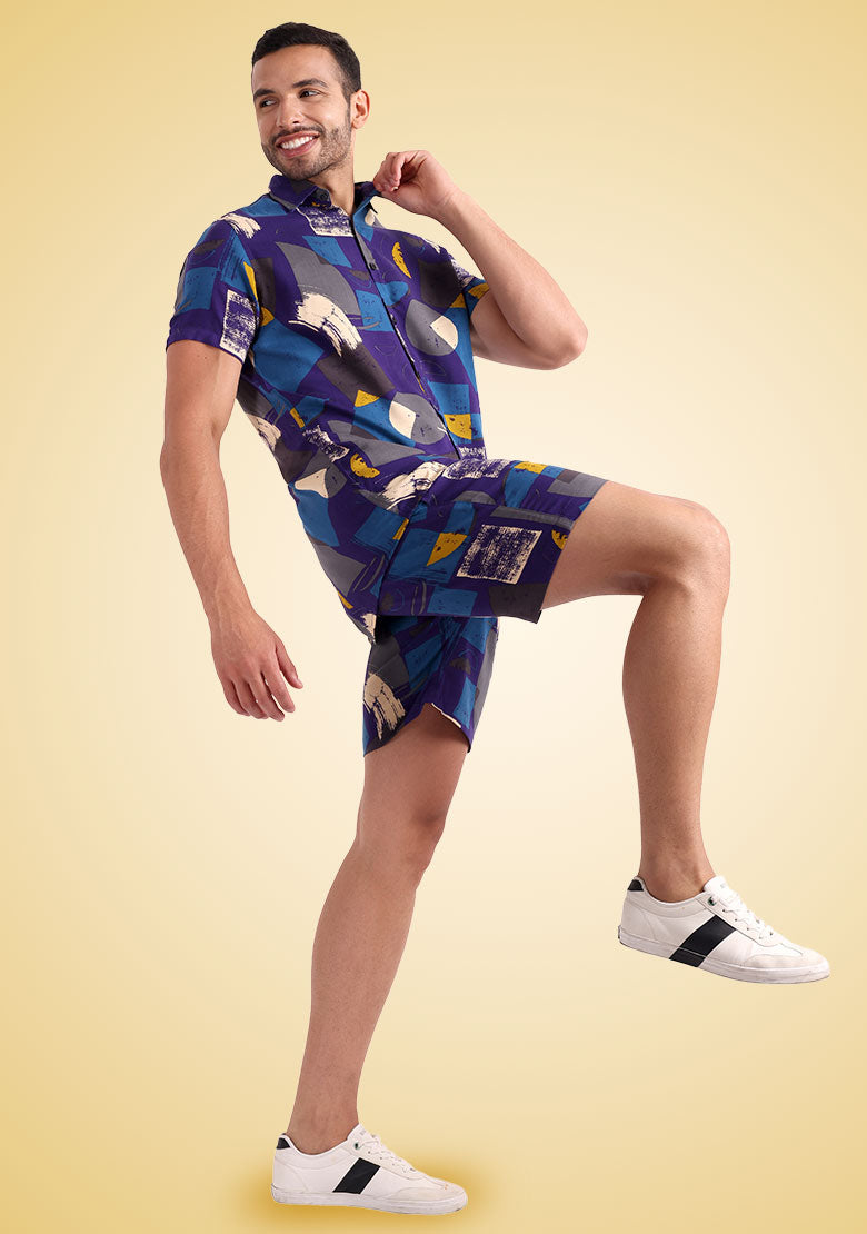 TerraDesi Cobalt Abstract Expressionist Viscose Co-Ord Set Secondary image