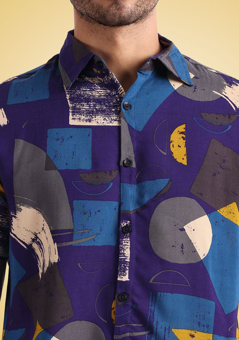 TerraDesi Cobalt Abstract Expressionist Viscose Co-Ord Set