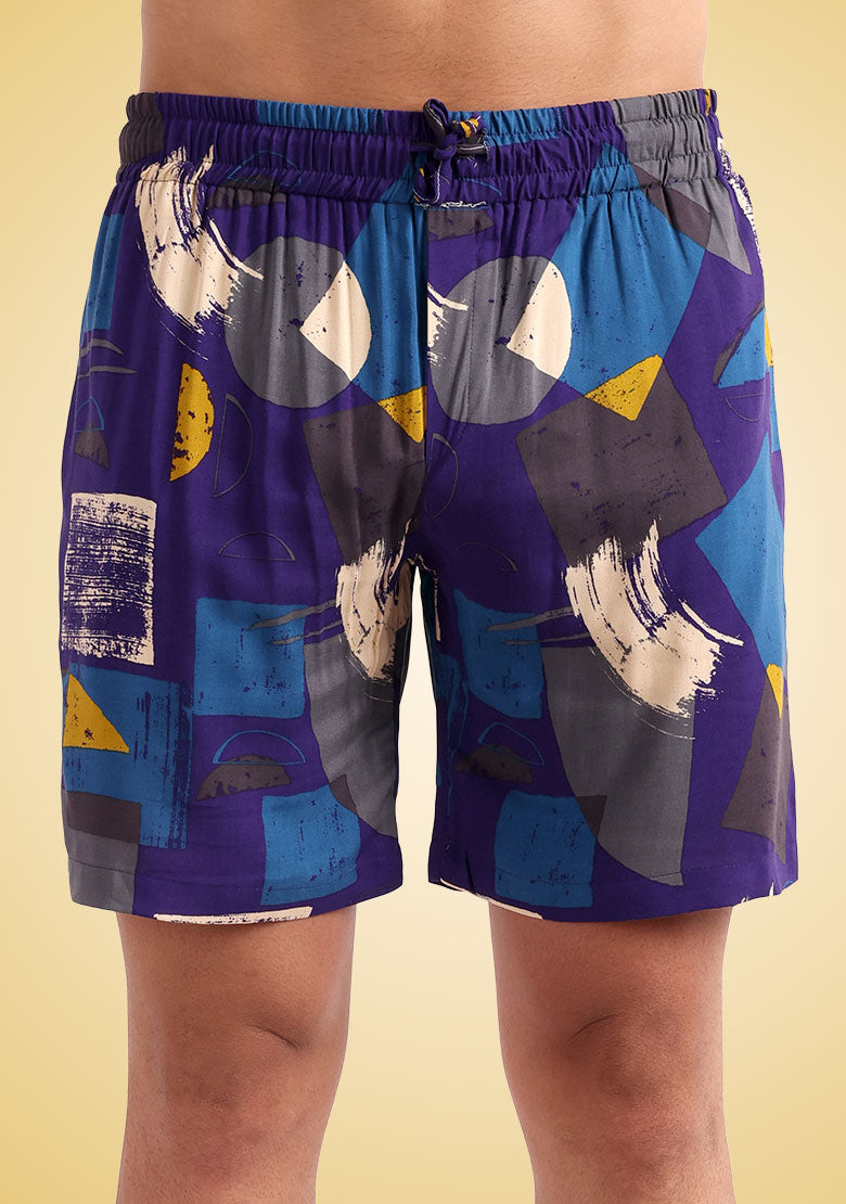 TerraDesi Cobalt Abstract Expressionist Viscose Co-Ord Set