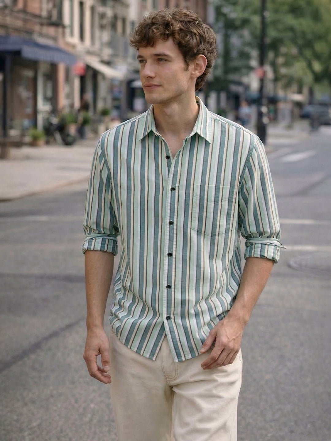 TerraDesi Coastal Stripe Cotton Casual Shirt Main image