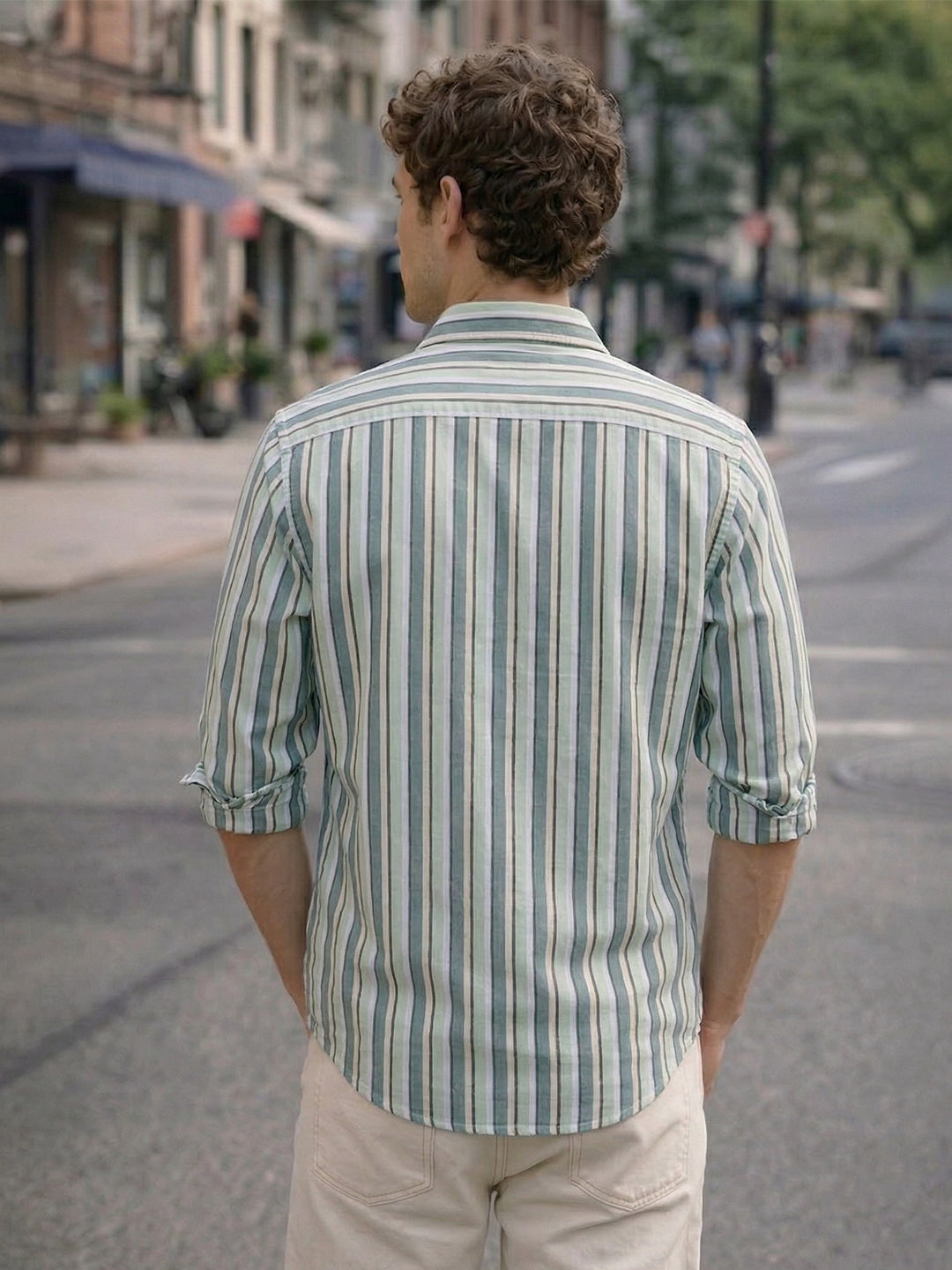 TerraDesi Coastal Stripe Cotton Casual Shirt