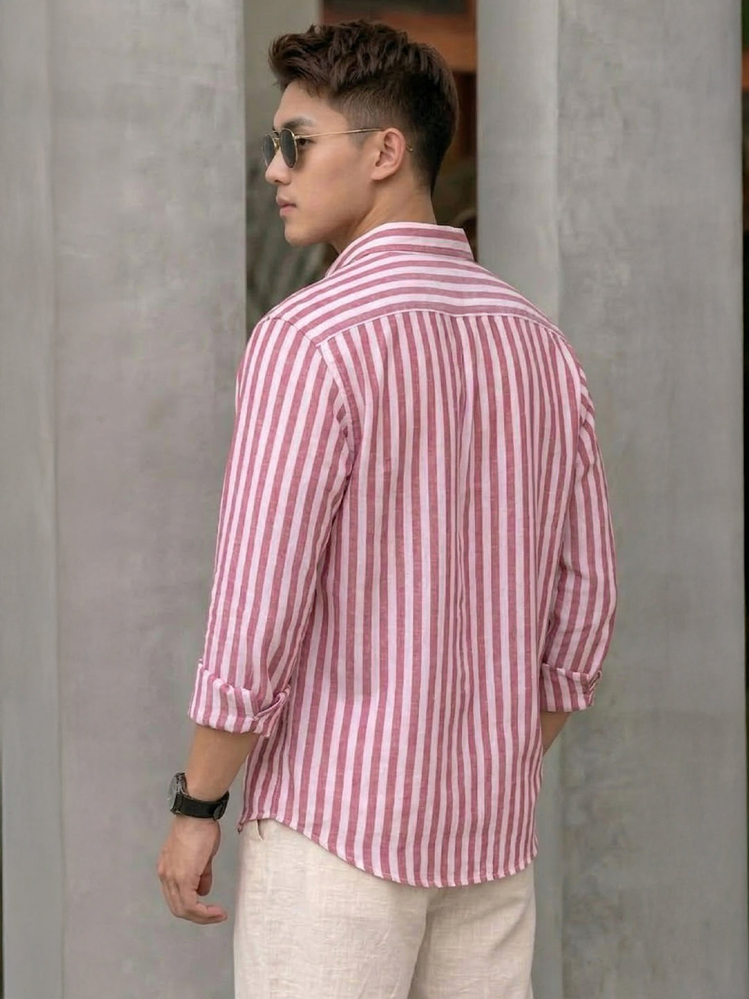 TerraDesi Crimson Coast Stripe Cotton Shirt