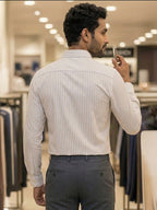 TerraDesi Ivory Striped Cotton Shirt – Premium Regular Fit Men's Shirt