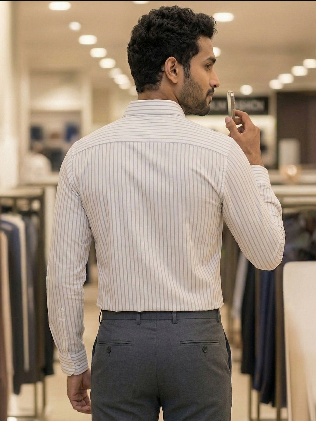 TerraDesi Ivory Striped Cotton Shirt – Premium Regular Fit Men's Shirt