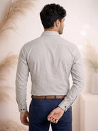 TerraDesi Ash Grey Micro-Texture Cotton Shirt – Refined Everyday Classic