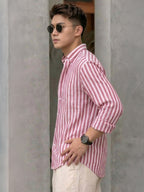 TerraDesi Crimson Coast Stripe Cotton Shirt