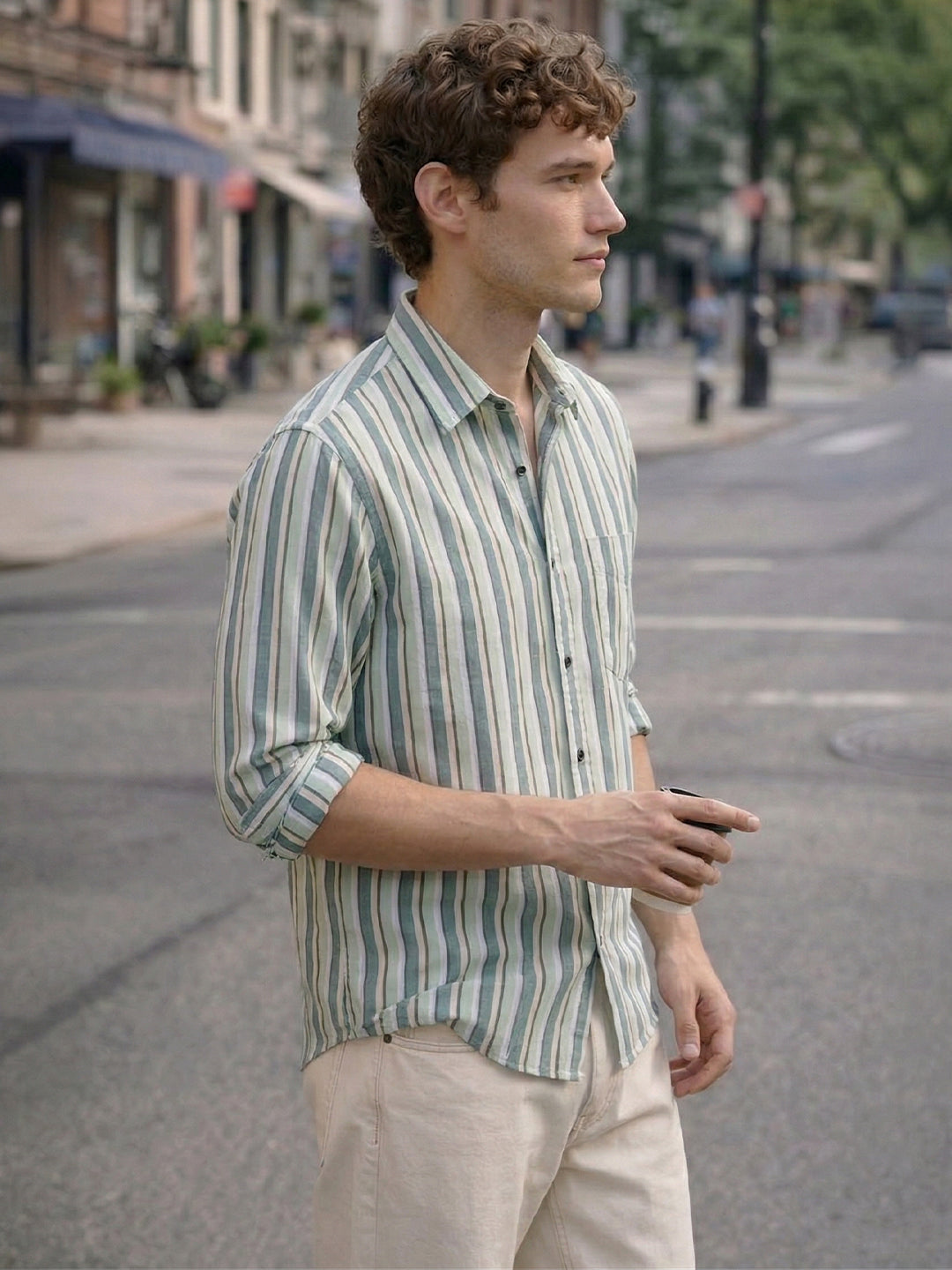 TerraDesi Coastal Stripe Cotton Casual Shirt