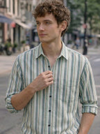 TerraDesi Coastal Stripe Cotton Casual Shirt