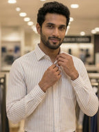 TerraDesi Ivory Striped Cotton Shirt – Premium Regular Fit Men's Shirt