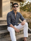 TerraDesi Urban Slate Striped Cotton Shirt for Men