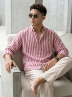 TerraDesi Crimson Coast Stripe Cotton Shirt