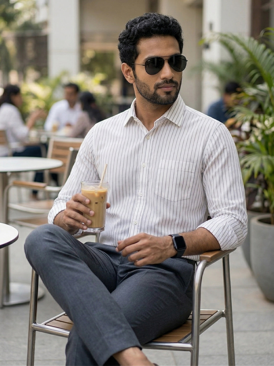 TerraDesi Ivory Striped Cotton Shirt – Premium Regular Fit Men's Shirt Main image