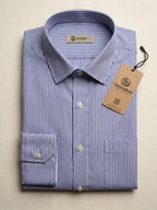 TerraDesi Royal Blue Pinstripe Cotton Shirt – Modern Classic Regular Fit