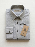 TerraDesi Ashwood Herringbone Cotton Shirt – Refined Gray Regular Fit
