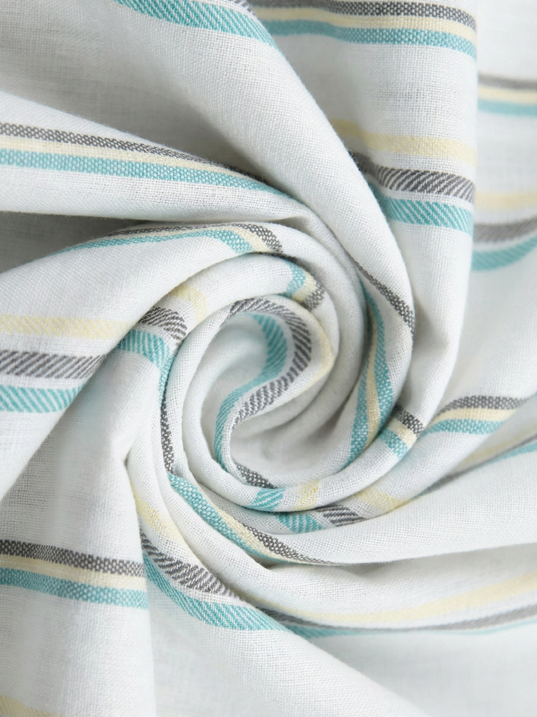 TerraDesi White & Teal Striped Cotton Kurta for Men | Mandarin Collar Modern Ethnic Kurta