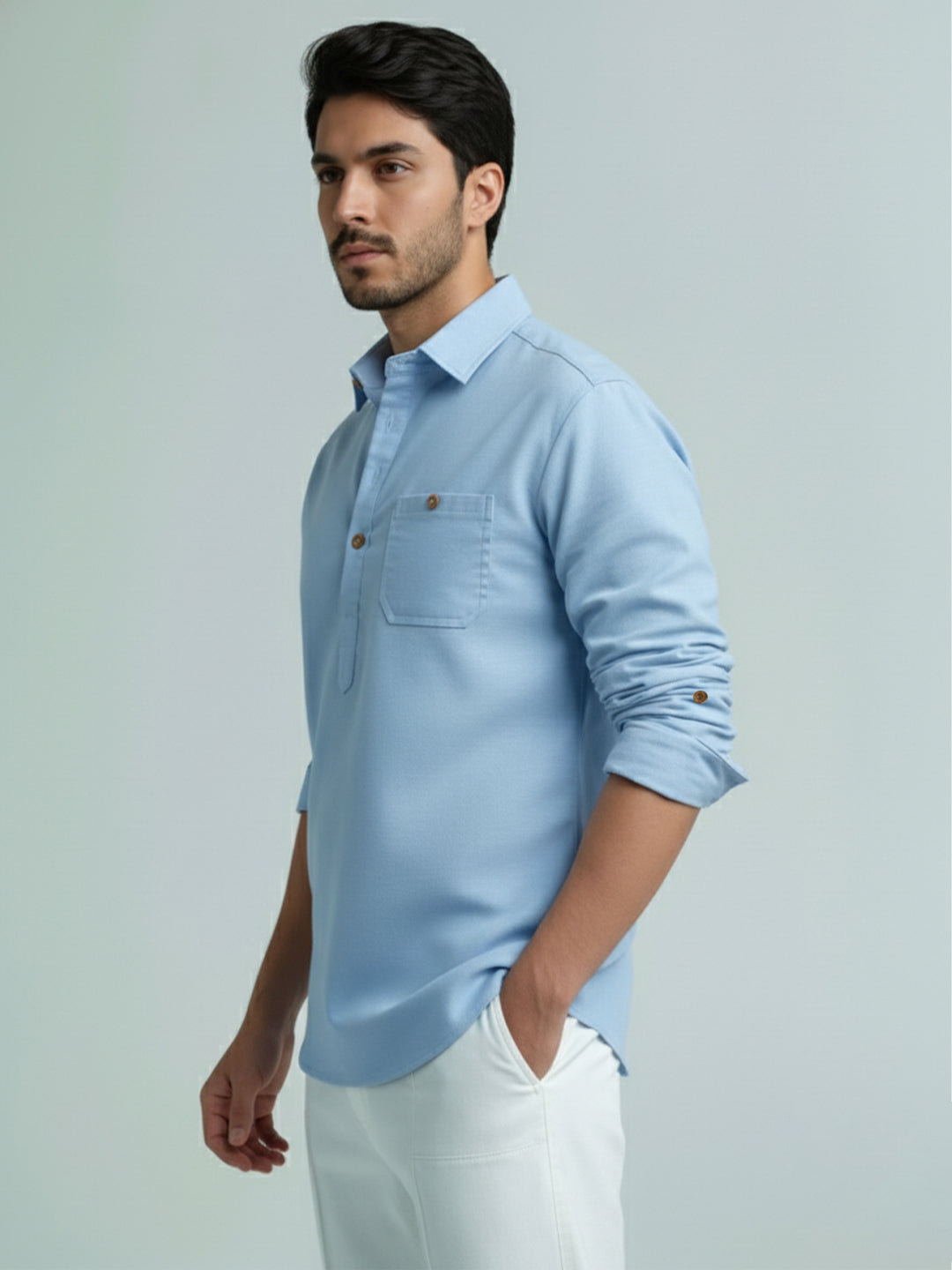 TerraDesi Men's Premium Cotton Short Kurta – Modern Ethnic Essential (SE82)