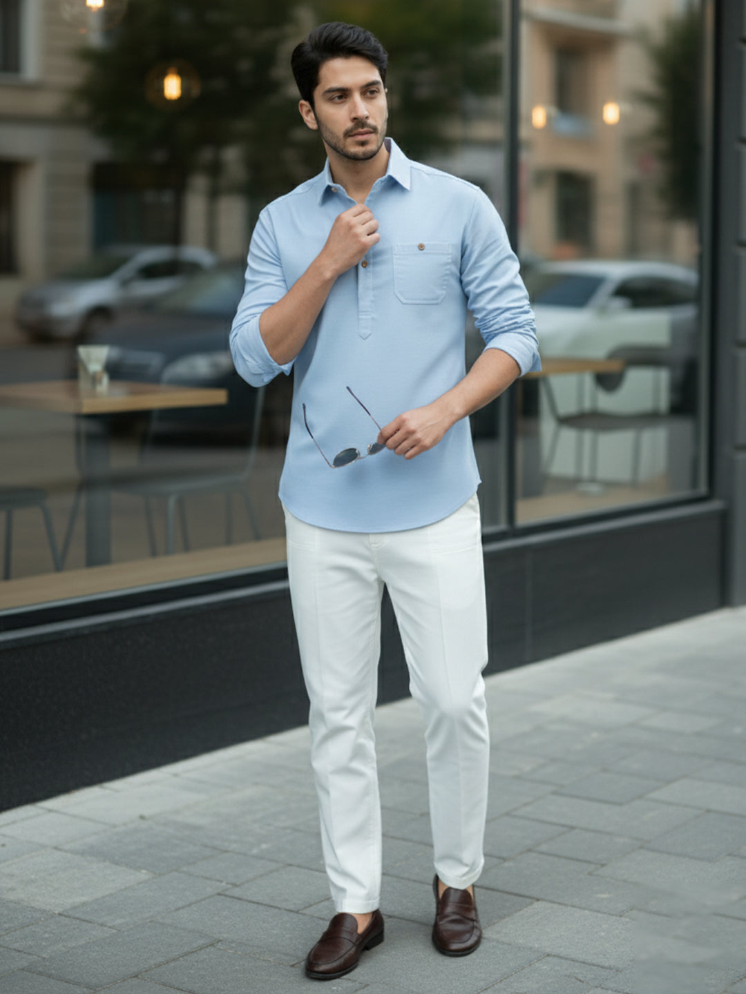 TerraDesi Men's Premium Cotton Short Kurta – Modern Ethnic Essential (SE82)