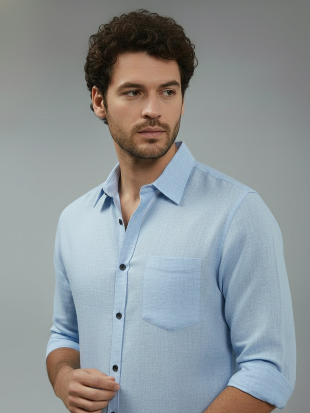 TerraDesi Onyx Stealth Solid Cotton Blend Formal Shirt