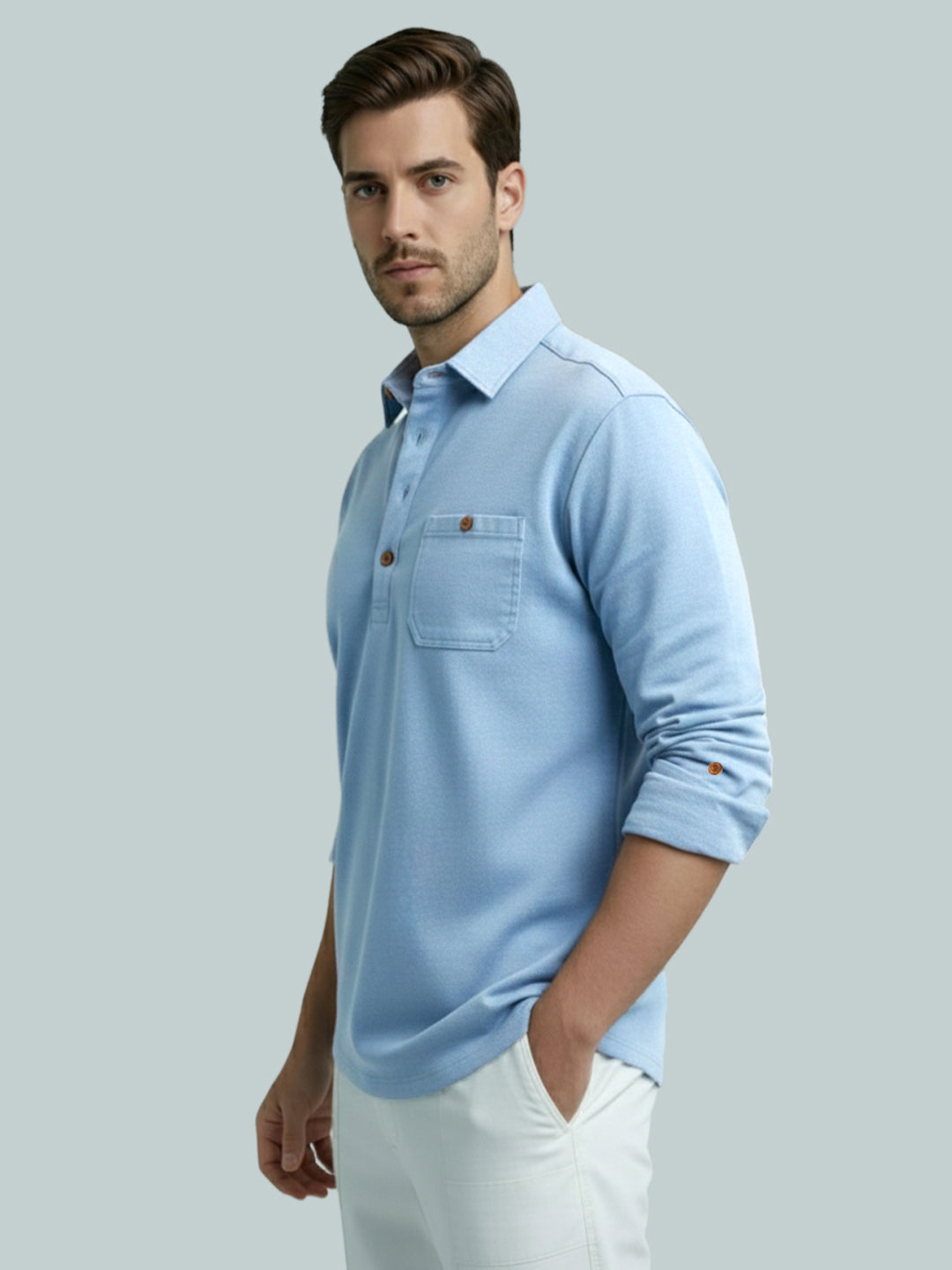 TerraDesi Men's Solid Cotton Short Kurta – Smart Everyday Style (SE88)