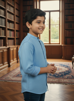 TerraDesi Junior Alabaster Grace Solid Mandarin Shirt