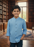 TerraDesi Junior Alabaster Grace Solid Mandarin Shirt